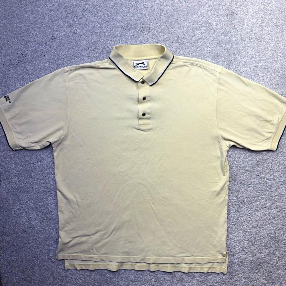 Slazenger Chicago Tribune Open Golf Polo Shirt Mens XL Cream Cotton Embroidered